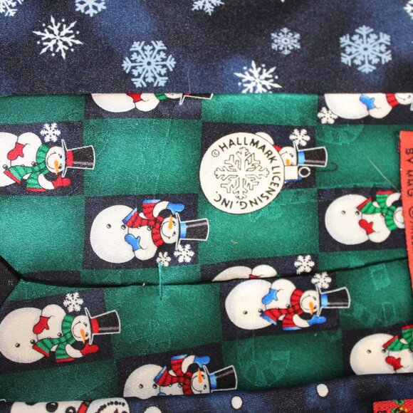 TIE TRIO 3 Winter Ties Neckties by Hallmark Snowman Blue Green HOLIDAY FUN - Picture 5 of 11
